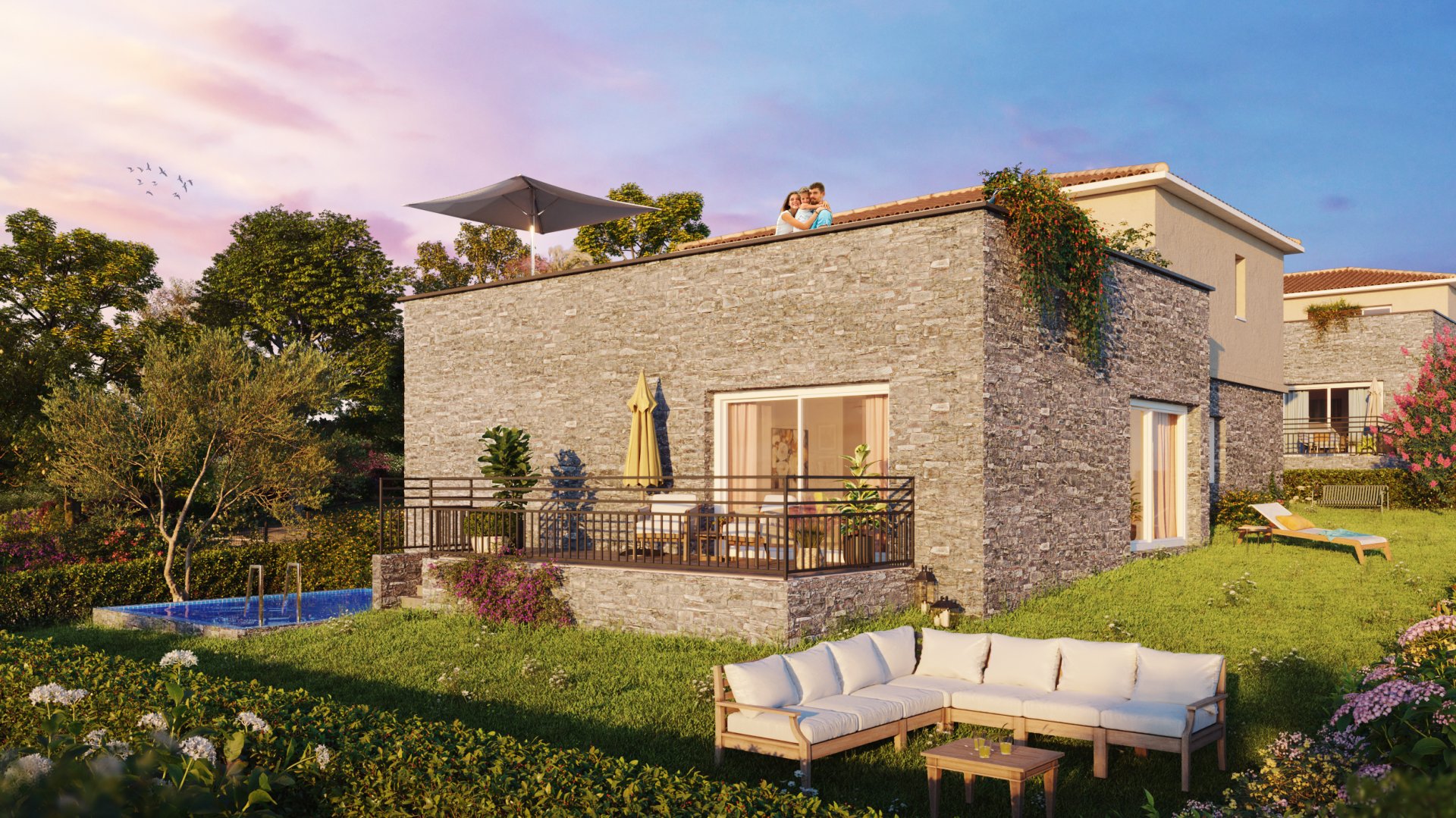 Maison à bouc-bel-air perspective extérieure